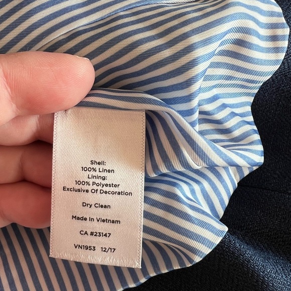 LINEN Talbots Classic Single Button Navy Blue Blazer with Nautical Details 2P - Picture 6 of 6